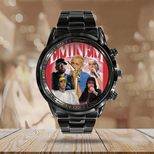 Discover Eminem Calendar Steel Band Watch, Classic 90s Graphic Calendar Steel Band Watch
