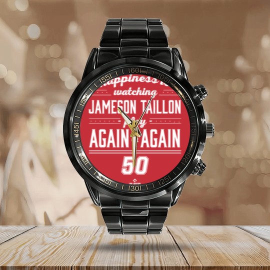 Discover Happiness Is Watching Jameson Taillon Calendar Steel Band Watch