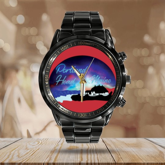 Discover Portland Head Lighthouse, Maine, Souvenir, Gift, Calendar Steel Band Watch