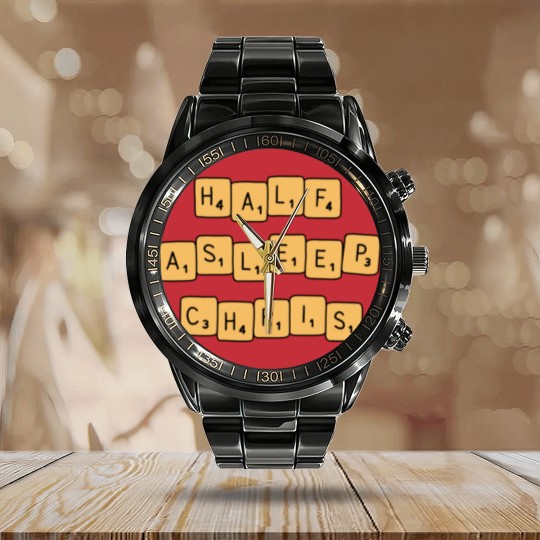 Discover half asleep chris Calendar Steel Band Watch