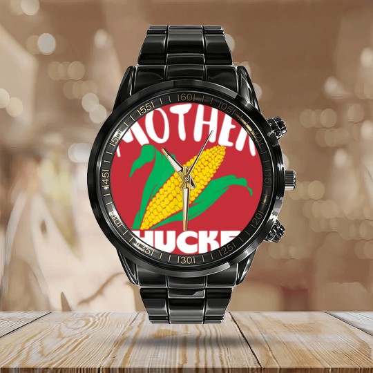Discover Mother Shucker Mom Pun Funny Corn Farmer Mom Gift Calendar Steel Band Watch Calendar Steel Band Watch