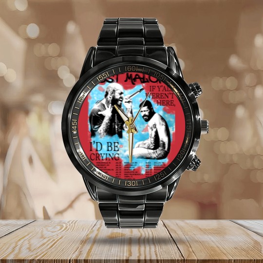 Discover Vintage Post Malone 2023 Tour Calendar Steel Band Watch, Post Malone Fan Calendar Steel Band Watch