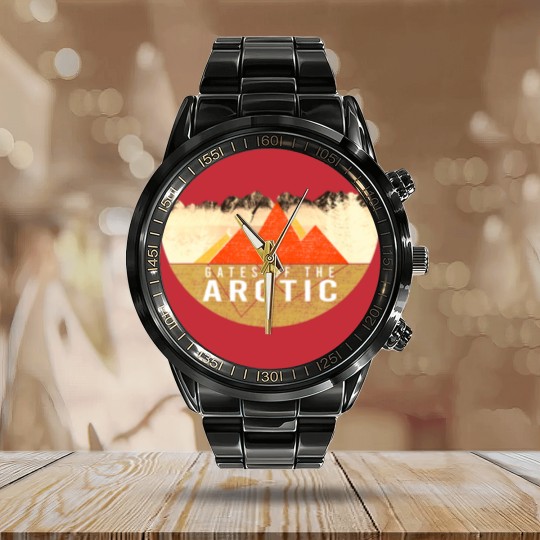 Discover Retro USA Mountain - Gates Of The Arctic National Calendar Steel Band Watch