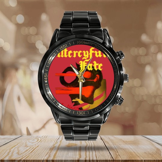 Discover Mercyful Fate Melissa Men's Black Calendar Steel Band Watch Clothing Calendar Steel Band Watch