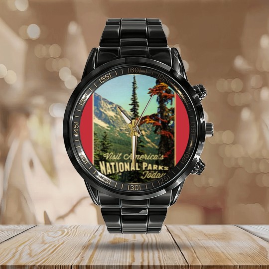 Discover America's National Parks Calendar Steel Band Watch