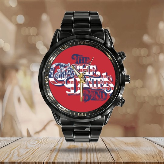 Discover Charlie Daniels Band Men's Calendar Steel Band Watch | American Flag Star Spangled Logo Gray Graphic Calendar Steel Band Watch