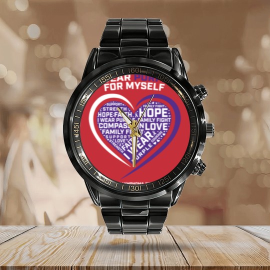 Discover Hodgkin'S Disease Purple Hodgkins Lymphoma Cancer Calendar Steel Band Watch