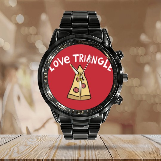 Discover Love Triangle Pizza Crusher Calendar Steel Band Watch