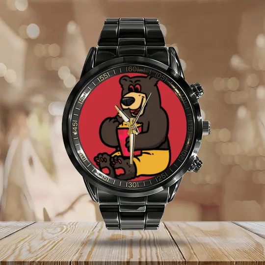 Discover Swiss Bear and Popcorn Calendar Steel Band Watch