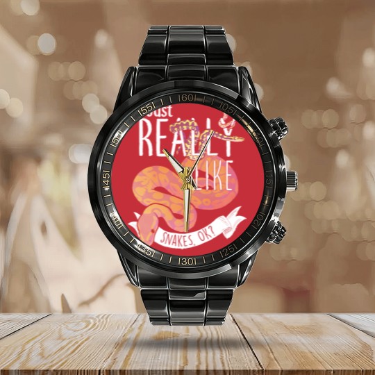 Discover Snake I Just Really Like Snakes, O K Calendar Steel Band Watch