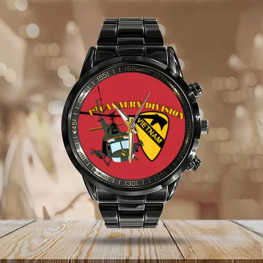 Discover 1st Cavalry Division - Vietnam - 1st Cavalry Division - Calendar Steel Band Watch