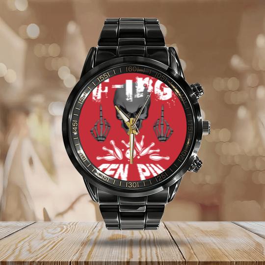 Discover Funny F-ing Ten Pin Bowling Sports Calendar Steel Band Watch
