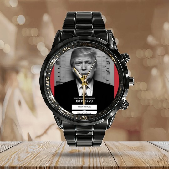 Discover Trump Mugshot Calendar Steel Band Watch