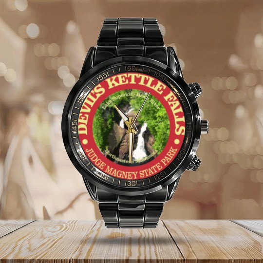 Discover Devil's Kettle Falls Calendar Steel Band Watch