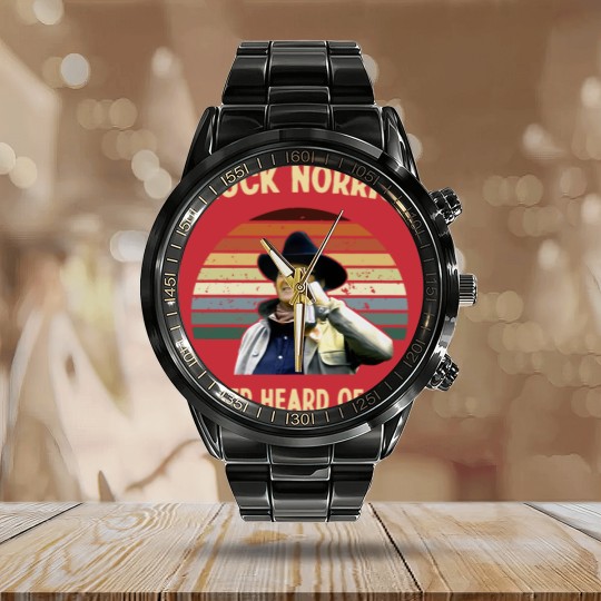 Discover Chuck Norris Never Heard Of Her Vintage Calendar Steel Band Watch, John Wayne Cowboy Calendar Steel Band Watch