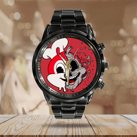 Discover JOLLIBEE ACID POPART REMIX FILIPINO GRAY Calendar Steel Band Watch