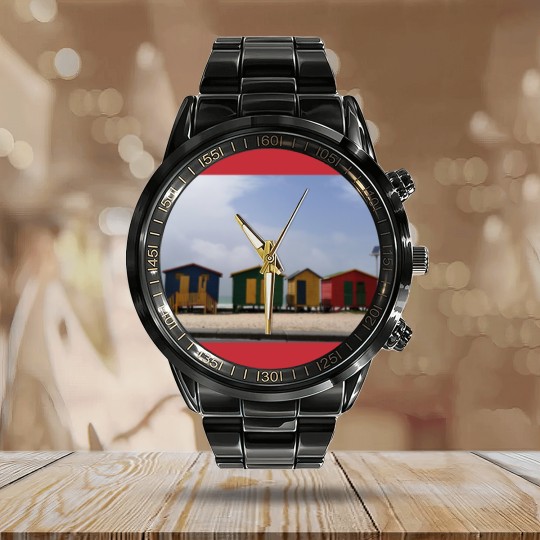 Discover Beach Huts in Cape Town Calendar Steel Band Watch