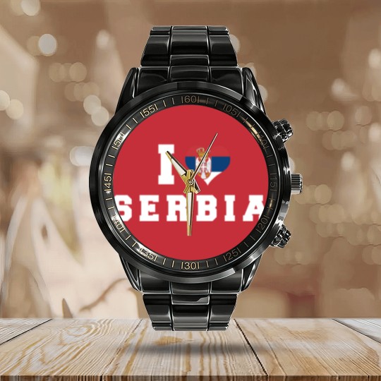Discover I Love Serbia Republic Heart Flag Calendar Steel Band Watch