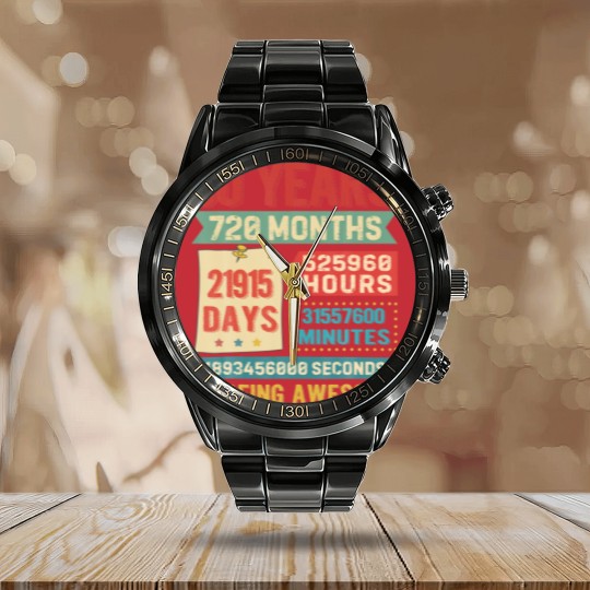 Discover Turning 60 Years Old 60Th Birthday Decorations Bda Calendar Steel Band Watch