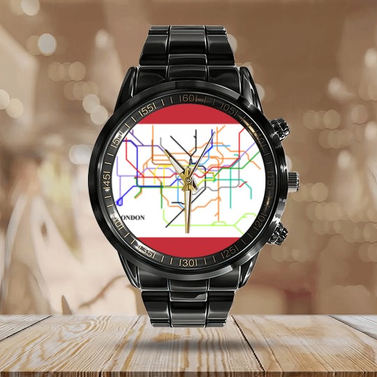 Discover London Metro Map Calendar Steel Band Watch