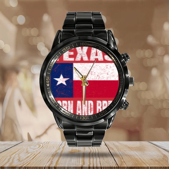 Discover Texas Born And Bred - Vintage Texas State Flag Calendar Steel Band Watch