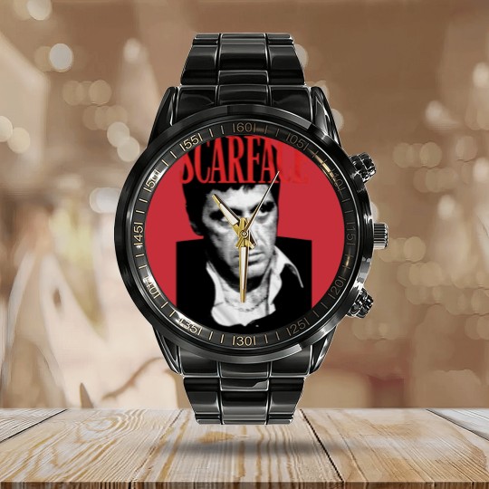 Discover Scarface Tony Montana Movie Calendar Steel Band Watch