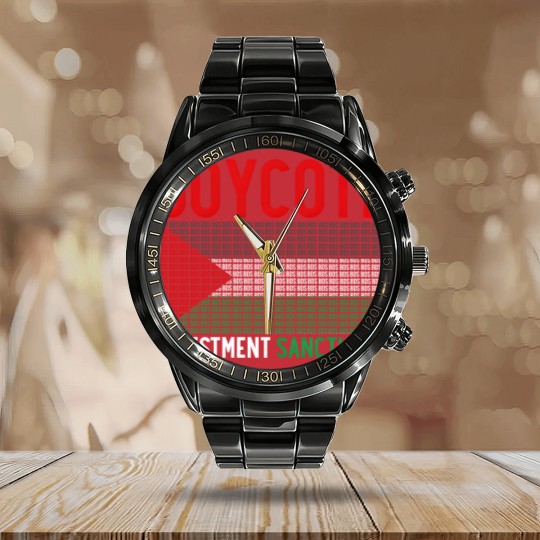 Discover Boycott Israel Divestment Sanctions - Palestine Calendar Steel Band Watch