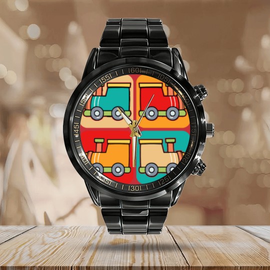 Discover Train Calendar Steel Band Watch Little Retro Trains I Kids I Railway I Toddler Train Calendar Steel Band Watch Calendar Steel Band Watch