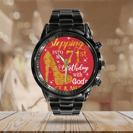 Discover Stepping Into My 71St Birthday With God's Grace Calendar Steel Band Watch