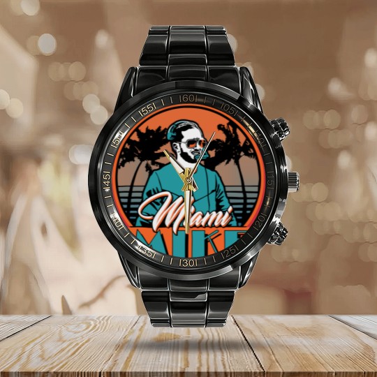 Discover Miami Mike Calendar Steel Band Watch, Mike McDaniel Calendar Steel Band Watch