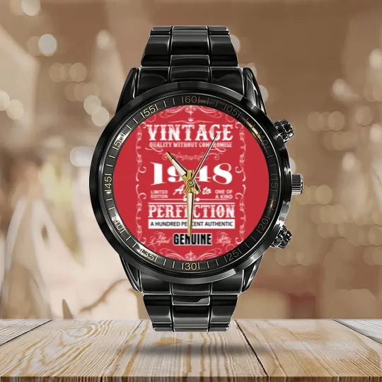 Discover Premium Vintage 1948 Aged To Perfection Calendar Steel Band Watch