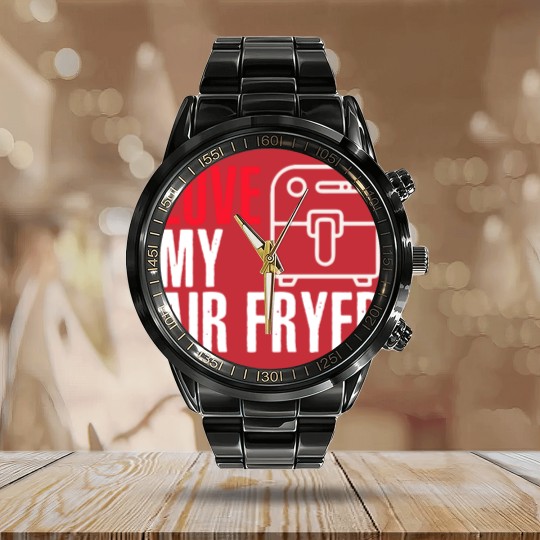 Discover I Love My Air Fryer - Cooking Calendar Steel Band Watch