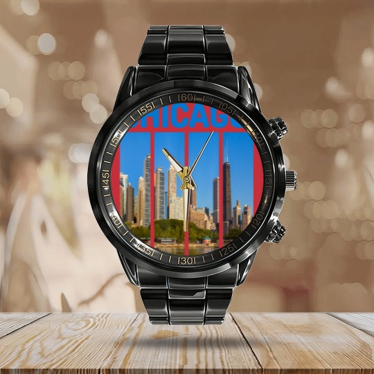 Discover Downtown Chicago Skyline Souvenirs State Illinois Calendar Steel Band Watch Calendar Steel Band Watch
