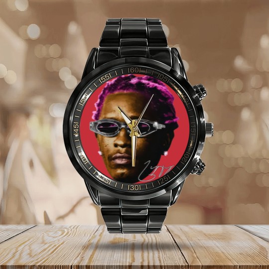 Discover YOUNG THUG Calendar Steel Band Watch | White Pink Rare Hip Hop Graphic Print