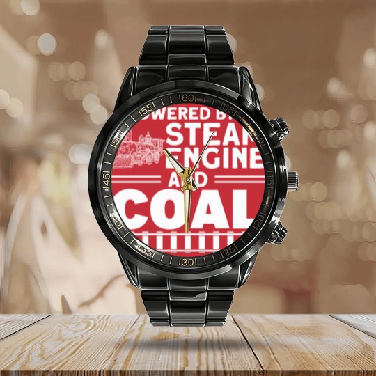 Discover Train Ride Steam Train Locomotive Calendar Steel Band Watch