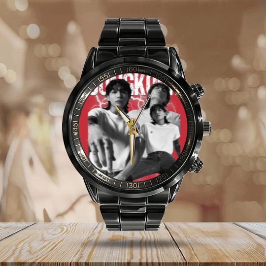 Discover Vintage JungKook 90s Bootleg Calendar Steel Band Watch, Jungkook Seven BTS Unisex Calendar Steel Band Watch