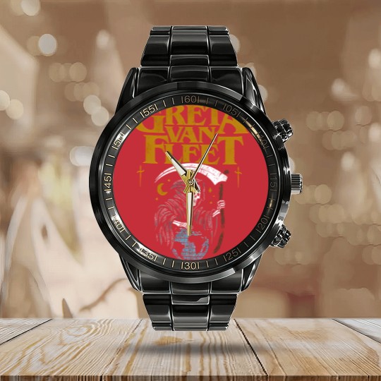 Discover Greta Van Fleet Calendar Steel Band Watch, Retro Greta Van Calendar Steel Band Watch, Dream In Gold Tour 2023 Calendar Steel Band Watch