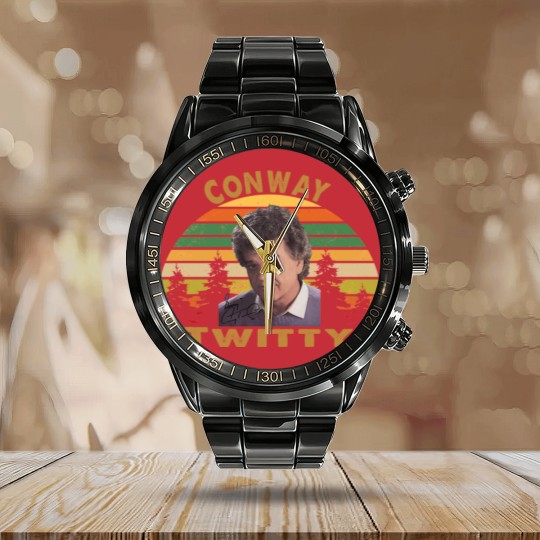 Discover Conway Twitty Classic Calendar Steel Band Watch