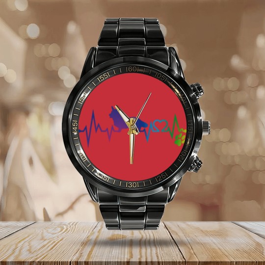 Discover Cardigan Welsh Corgi T-ShirtCardigan Welsh corgi Colorful Heartbeat, Heart & Dog Paw Calendar Steel Band Watch Calendar Steel Band Watch