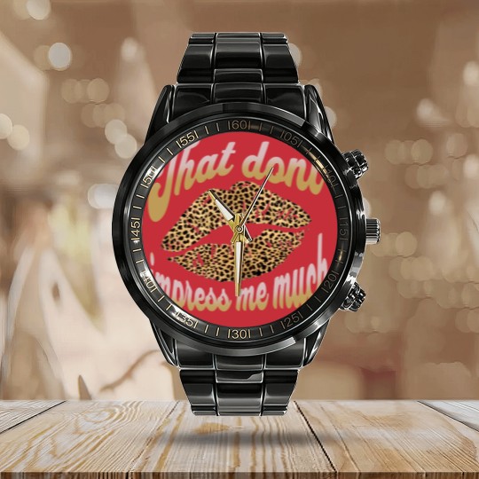 Discover Shania Twain That don't Impress me Leopard Cheetah Print Calendar Steel Band Watch
