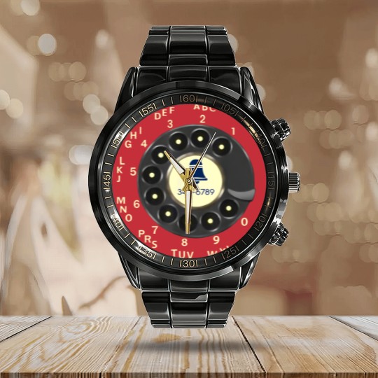 Discover Retro Rotary Dial Phone Old Phone Calendar Steel Band Watch