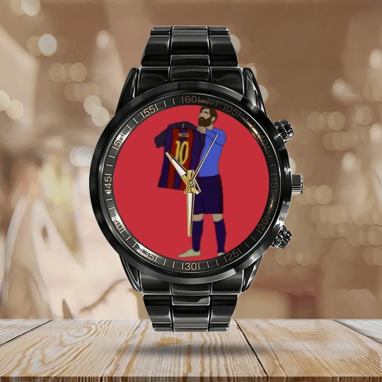 Discover Lionel Messi Barcelona FC Printed Calendar Steel Band Watch
