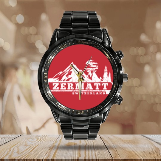 Discover Zermatt Switzerland Calendar Steel Band Watch