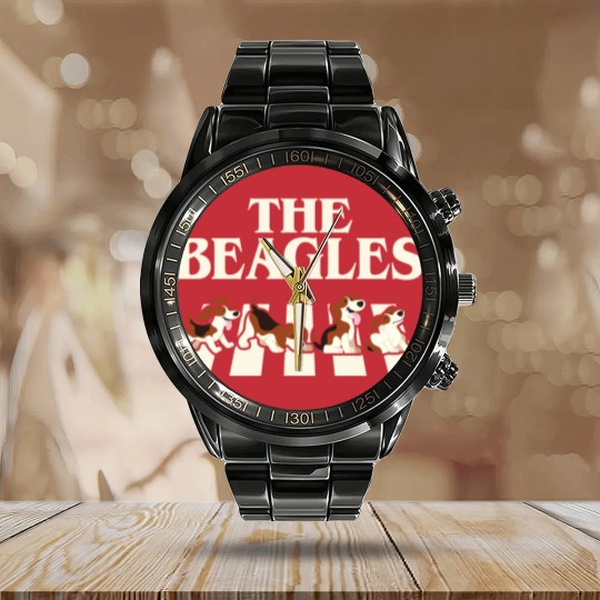 Discover The Beagles Funny Gag - Funny Beagles - Calendar Steel Band Watch