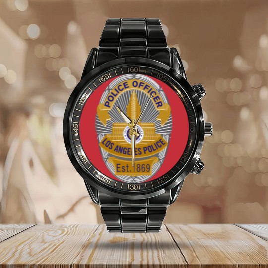 Discover LAPD Police Officer Badge Calendar Steel Band Watch