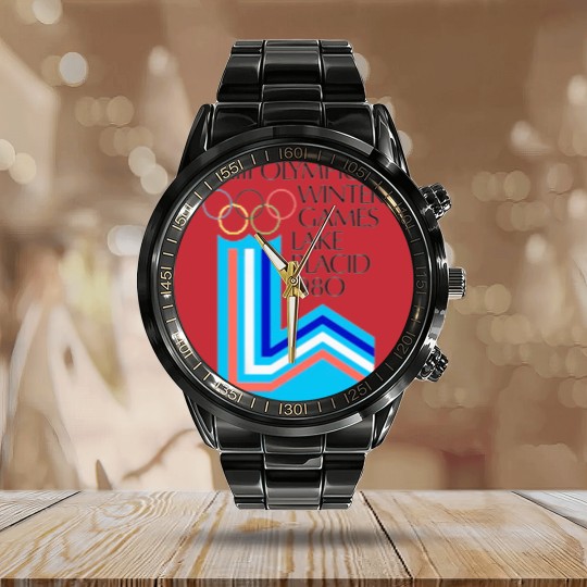 Discover Lake Placid 1980 Winter Olympics Calendar Steel Band Watch