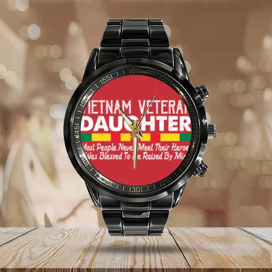 Discover Daughter of a Vietnam Veteran Calendar Steel Band Watch