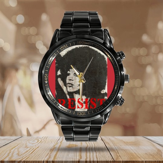 Discover Angela Davis Resist - Angela Davis - Calendar Steel Band Watch