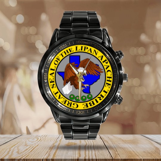 Discover Lipan Apache Tribe's Great Seal Womens Dark T Calendar Steel Band Watch