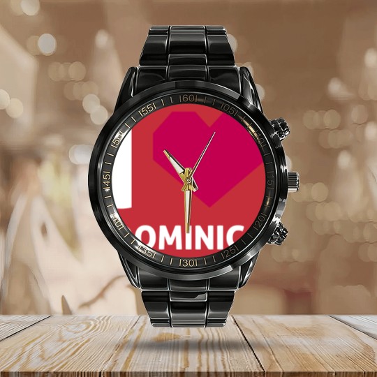 Discover I Love Dominica Calendar Steel Band Watch